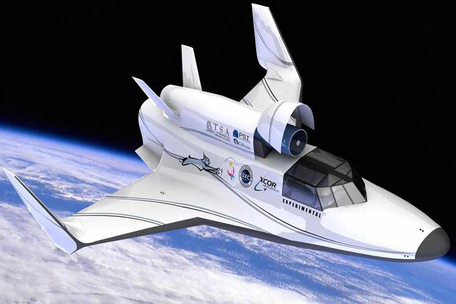 A nave Lynx Mark II, da XCOR Aerospace, é lançada a partir de outra aeronave e em voo solo acelera em direção ao espaço (Foto – XCOR Aerospace)