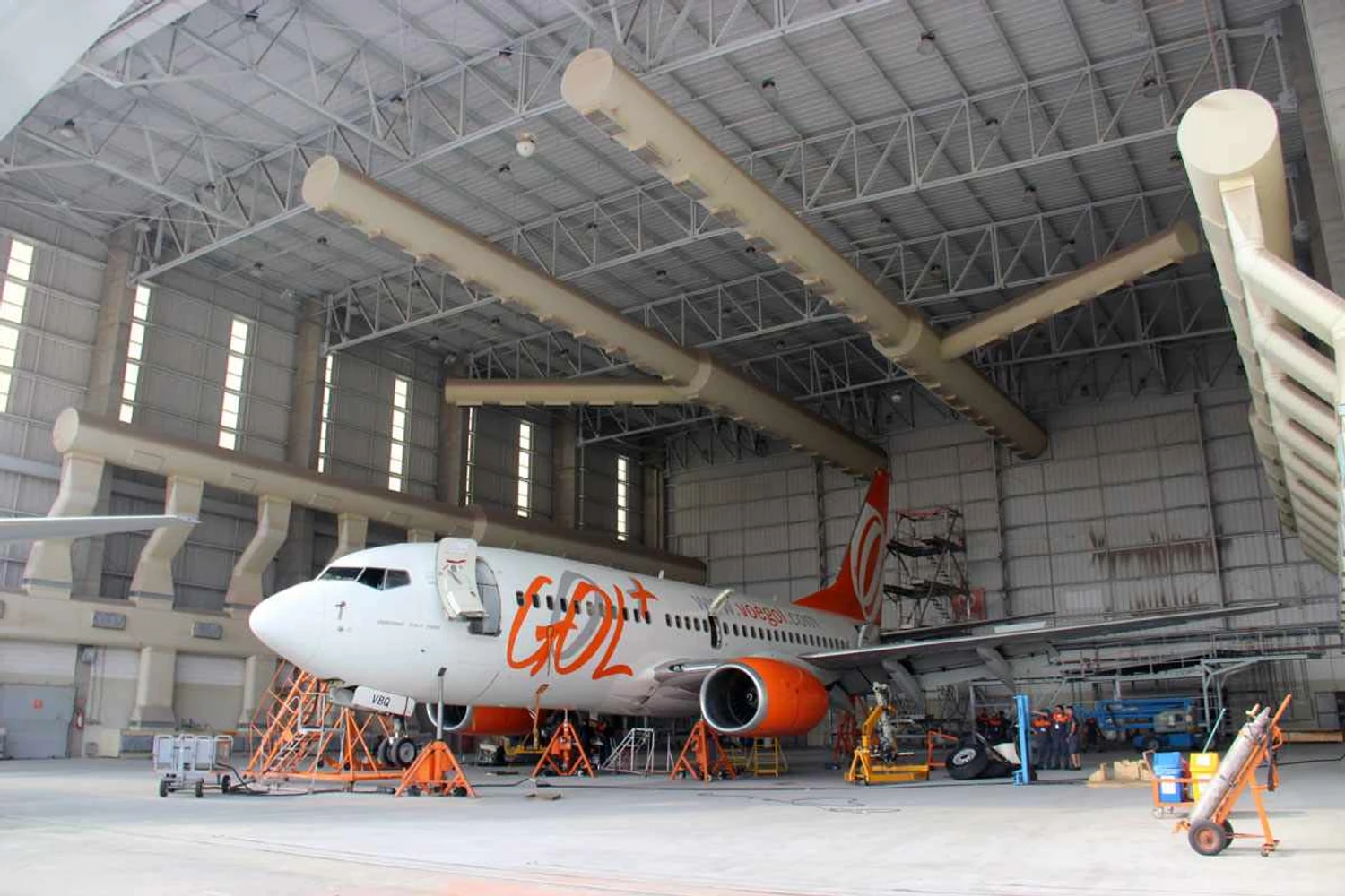 A Gol já pintou quase 100 aviões nesse hangar, desde 2006 (Thiago Vinholes)