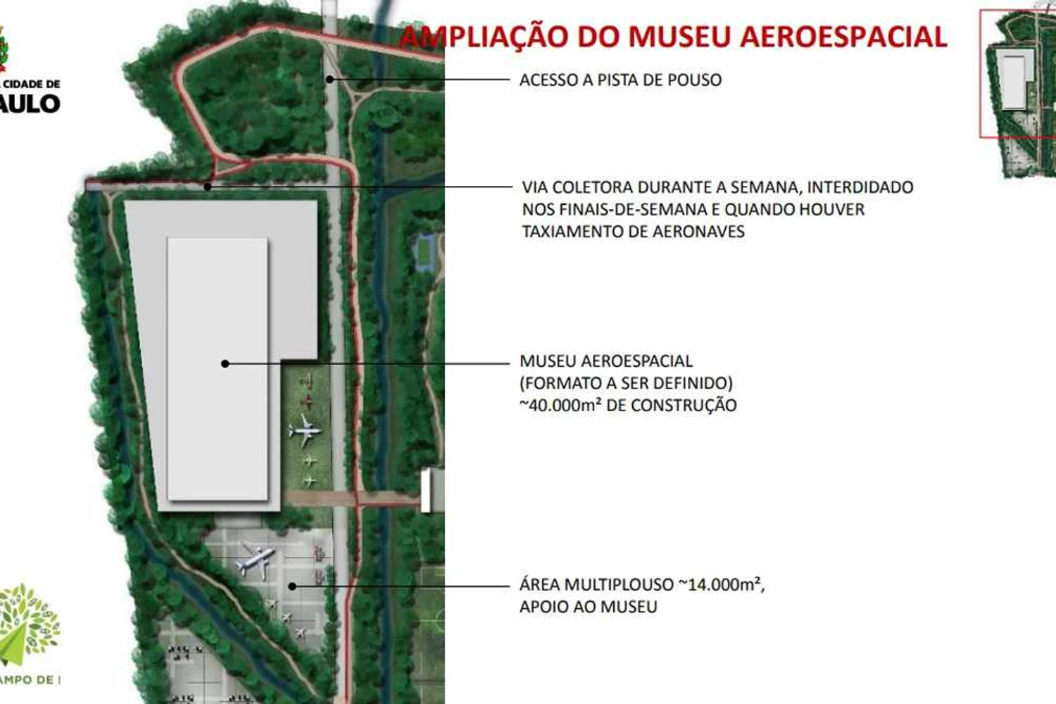 A criação do museu vai exigir a construção de uma pista de taxiamento de aeronaves nas dependências do parque (Divulgação)