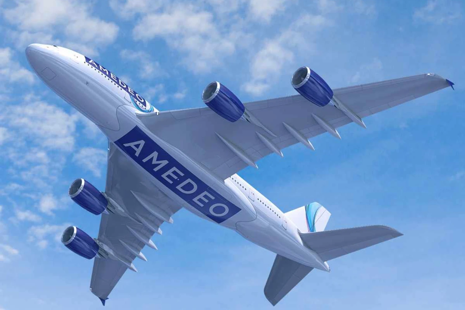 Os jatos A380 da Amedeo voam com a Emirates e a Etihad; a empresa também possui jatos A350 e Boeing 777 (Airbus)