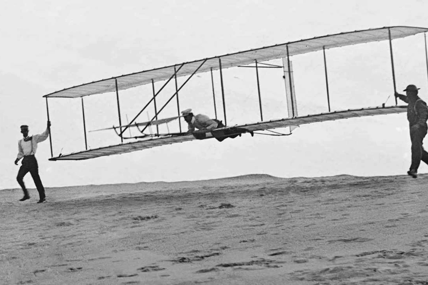 Antes de voar com o avião motorizado, os irmãos Wright testaram o conceitos dos controles de voo com um planador