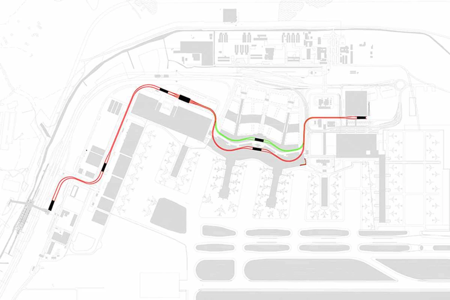 Possível trajeto do monotrilho da GRU Airport (ARUP)