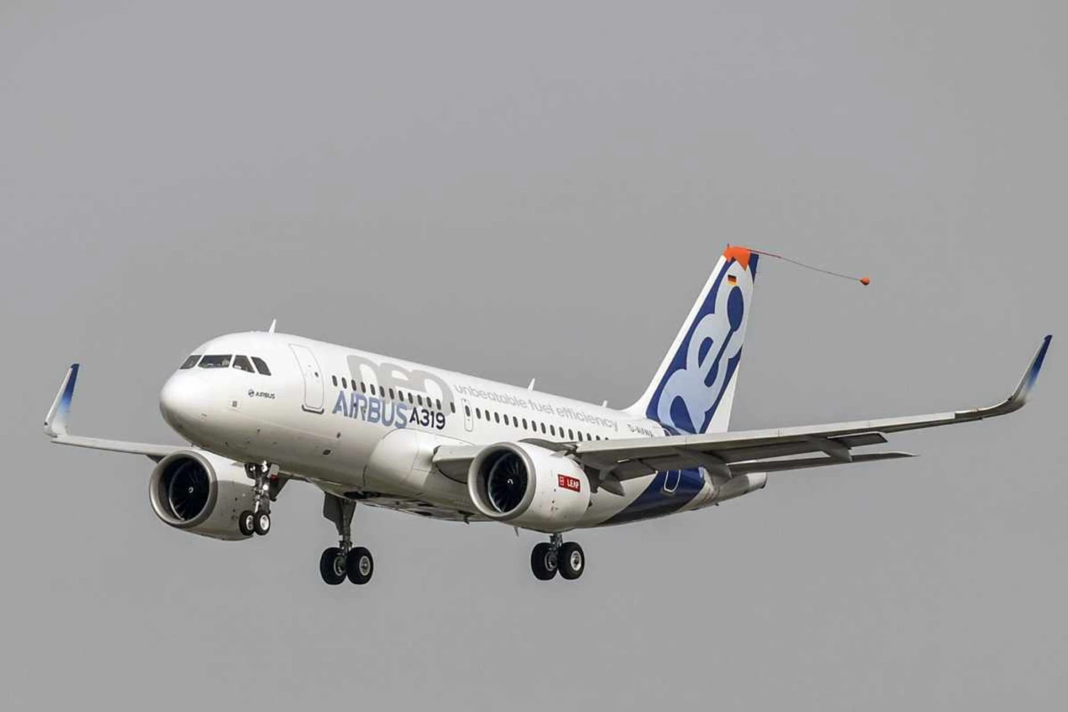 The A319neo in flight