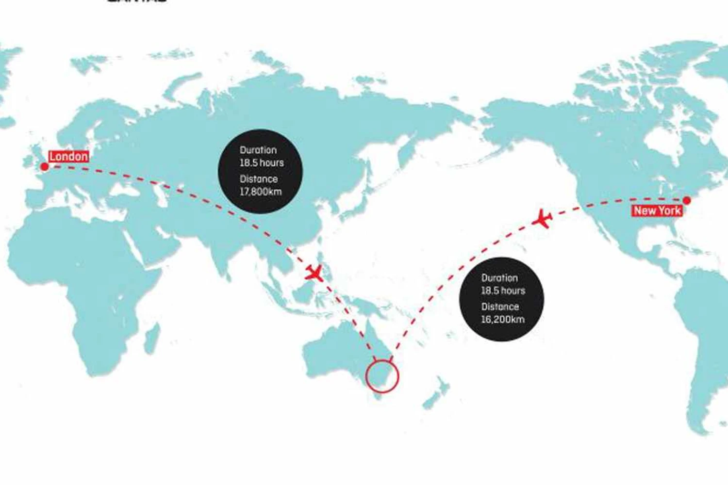 Os trechos do projeto Sunrise da Qantas são os voos mais longos do mundo (Qantas)
