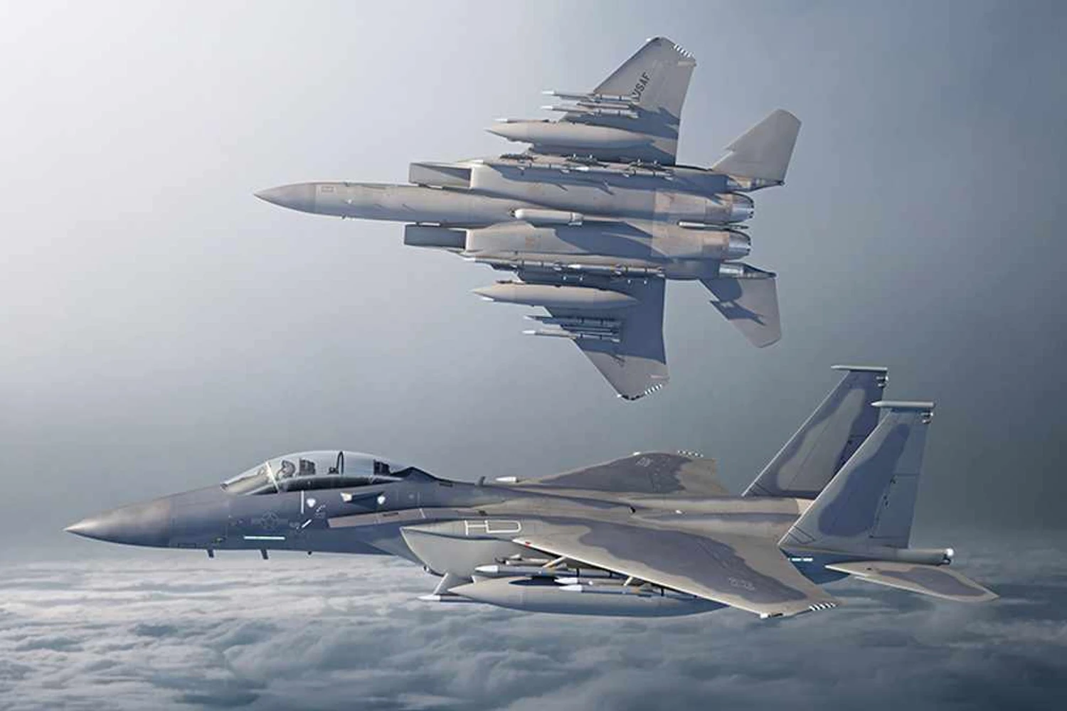 Armado até os dentes: projeção artística do F-15EX com armamento completo (Boeing)