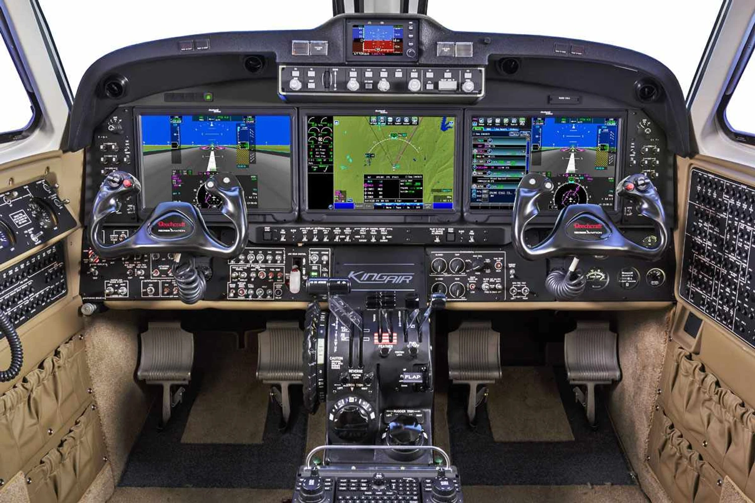 Os pilotos do King Air 360 passam a contar com "autothrottle" e controle digital de pressurização (Textron)