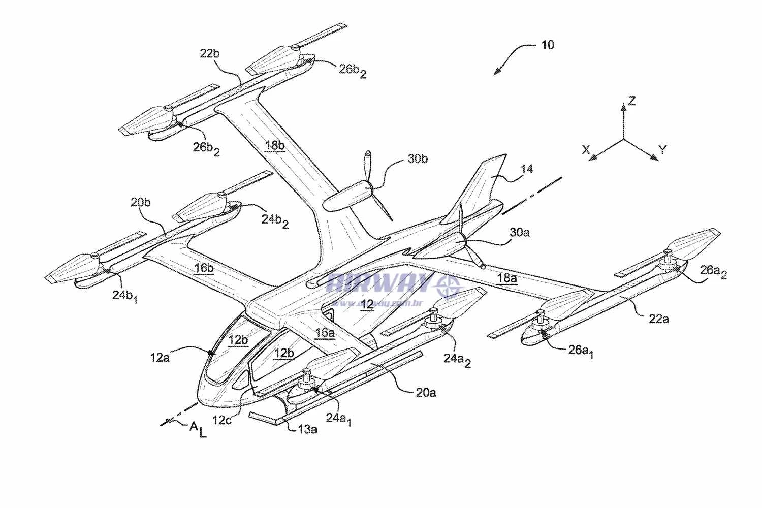 O eVTOL se parece com o projeto da Eve, mas com porte supostamente maior