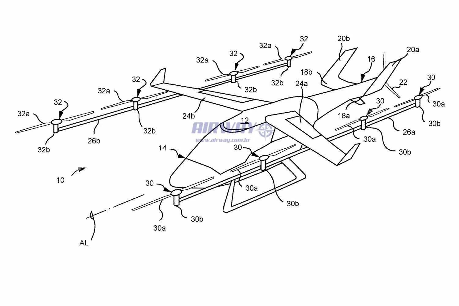 Conceito de eVTOL com rotora na cauda
