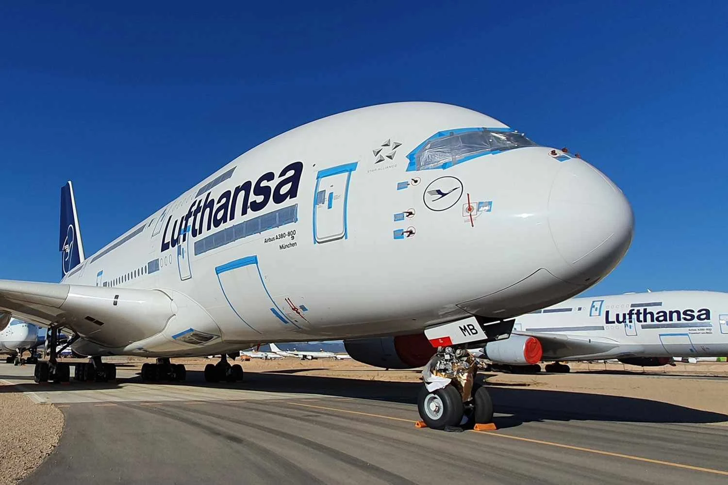 Lufthansa A380 stored in Teruel (Teruel Airport)