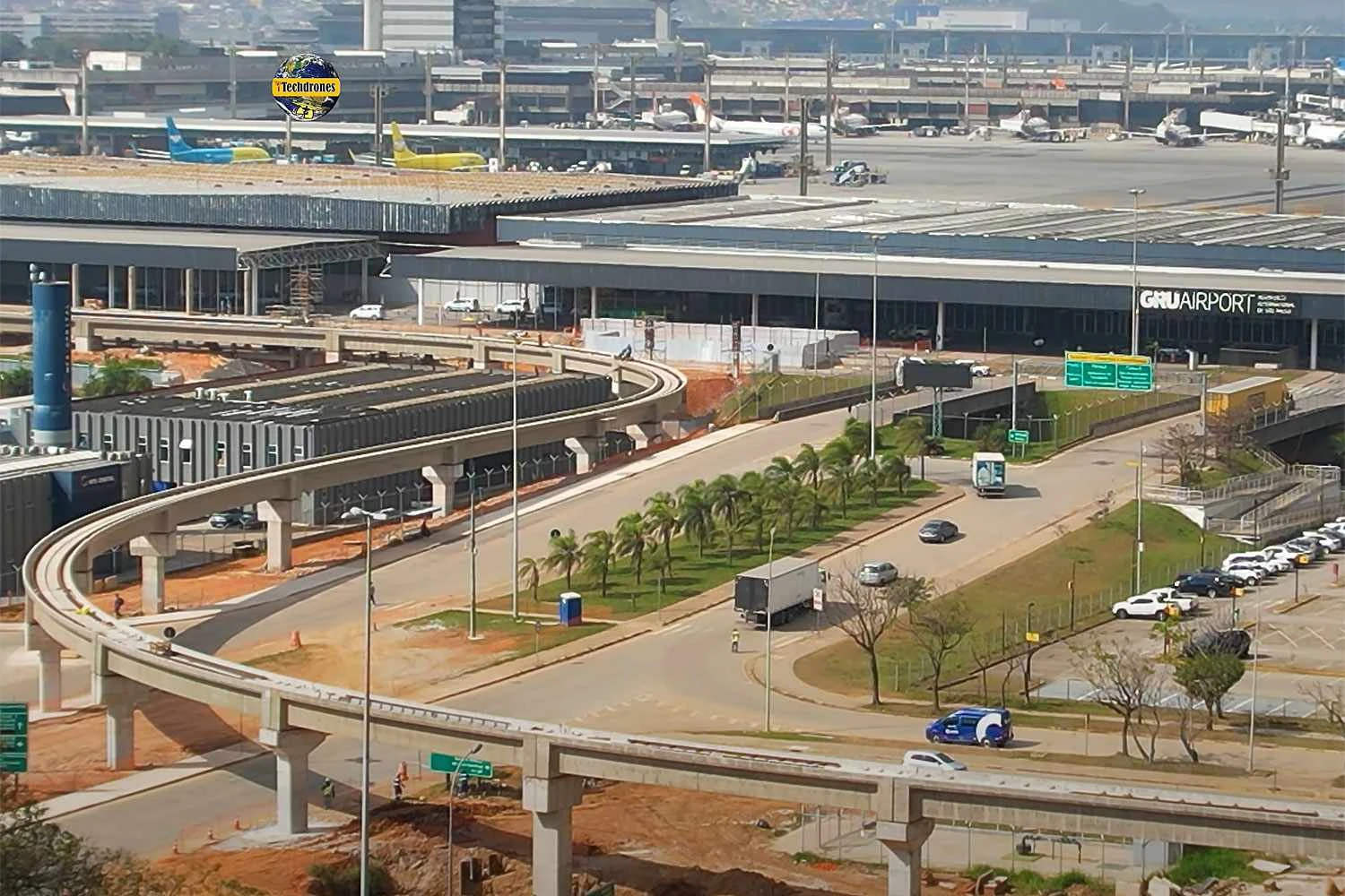 Veja do alto vídeo que mostra obras do People Mover do Aeroporto de Guarulhos