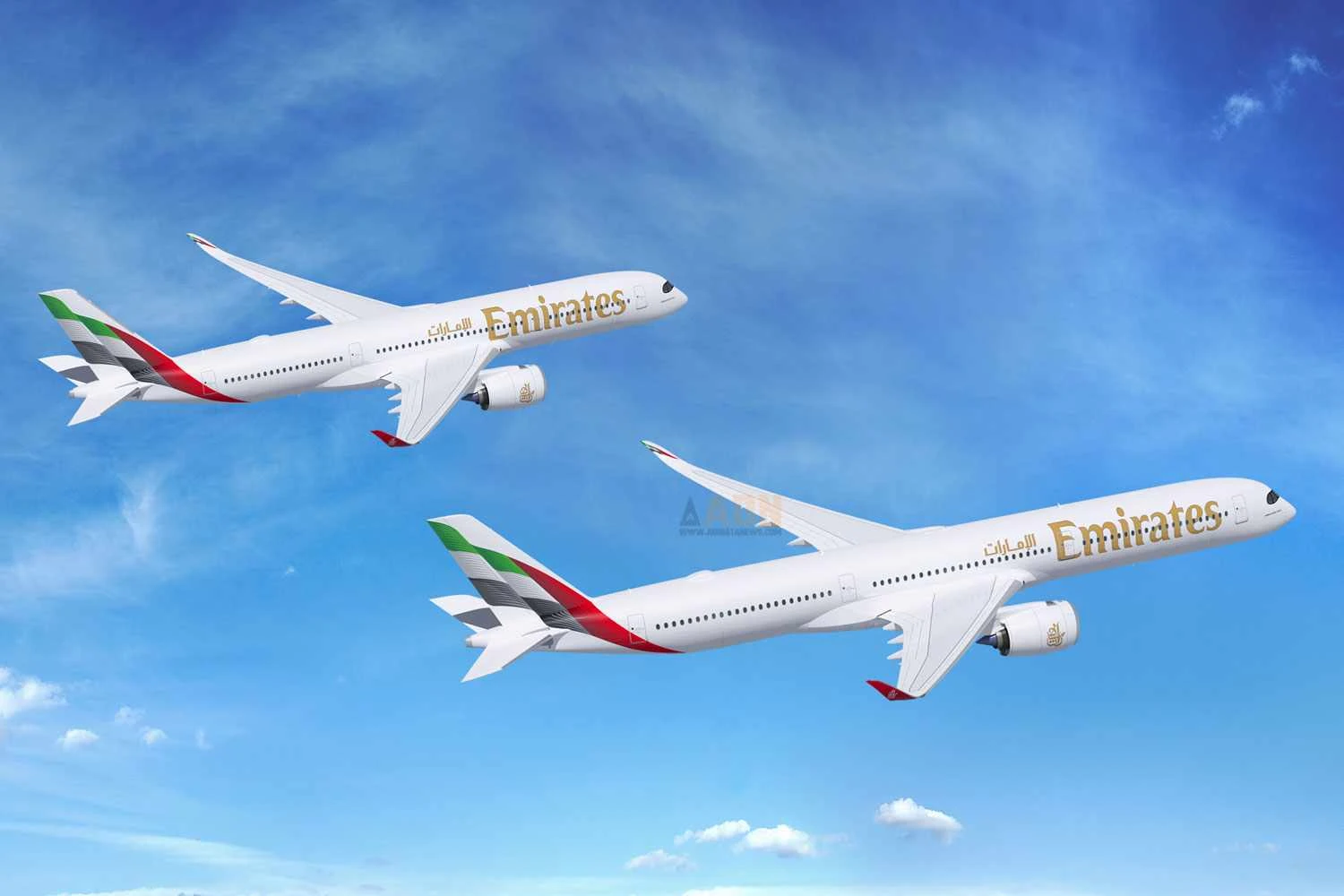 A Airbus chegou a divulgar uma imagem do A350-1000 com as cores da Emirates em 2023 (Airbus)