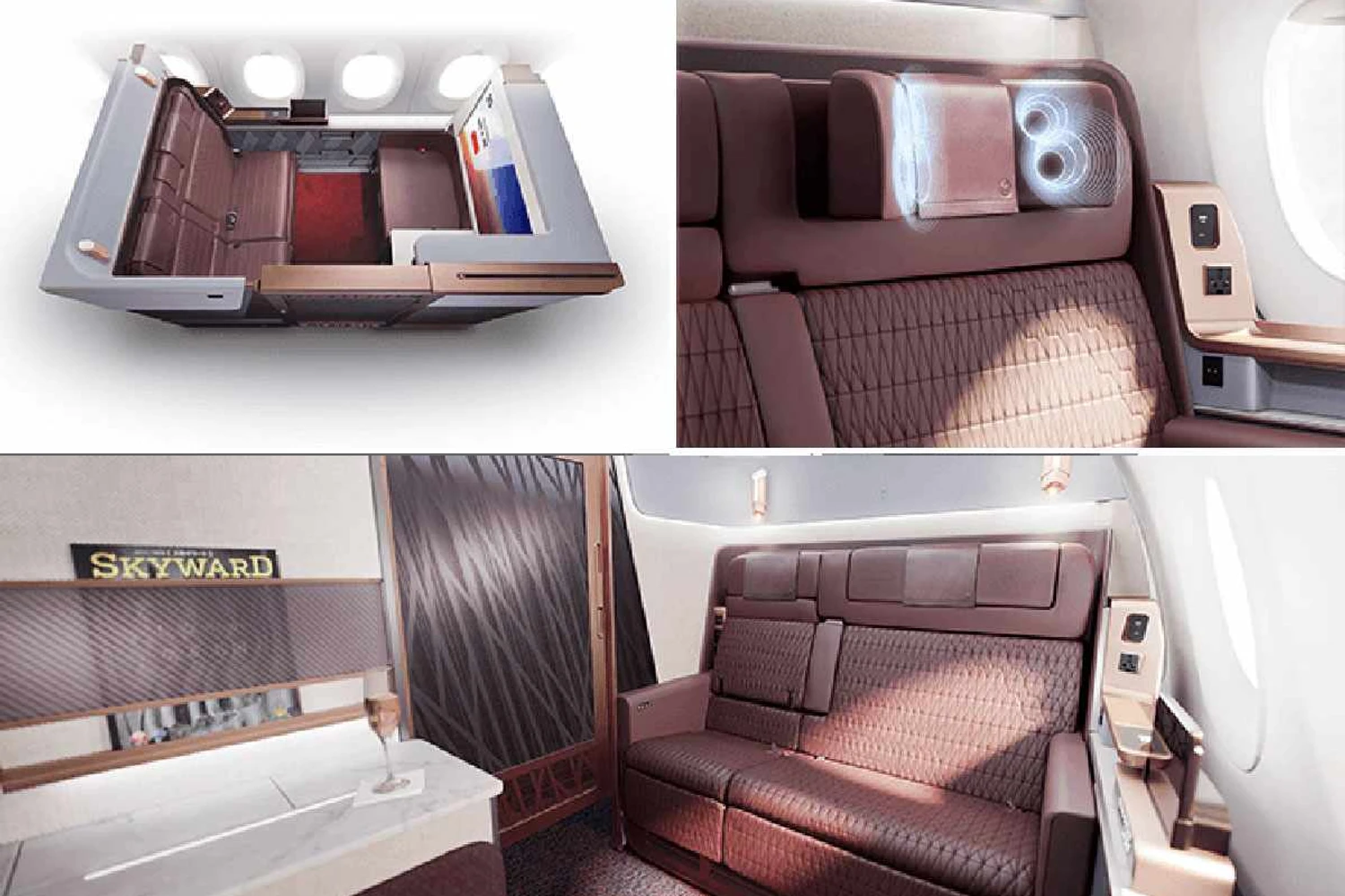Primeira classe do A350-1000 da JAL