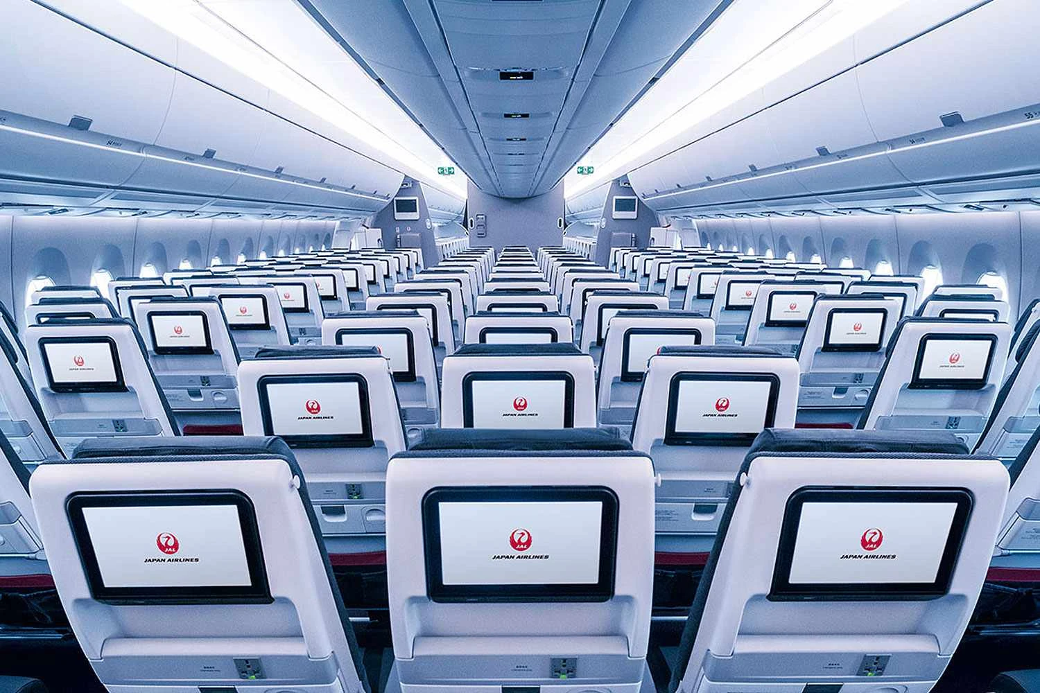 Cabine de passageiros do A350 da JAL (JAL)