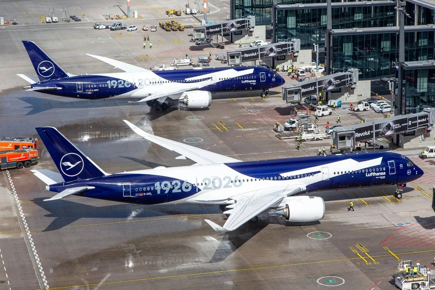 Lufthansa Boeing 787 e Airbus A350 com pintura centenária (Lufthansa)